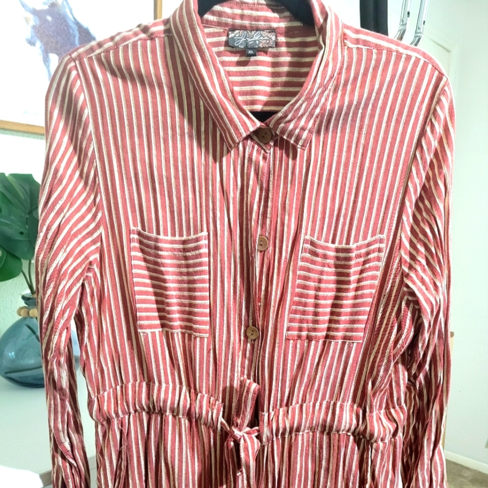 Red striped long  dress